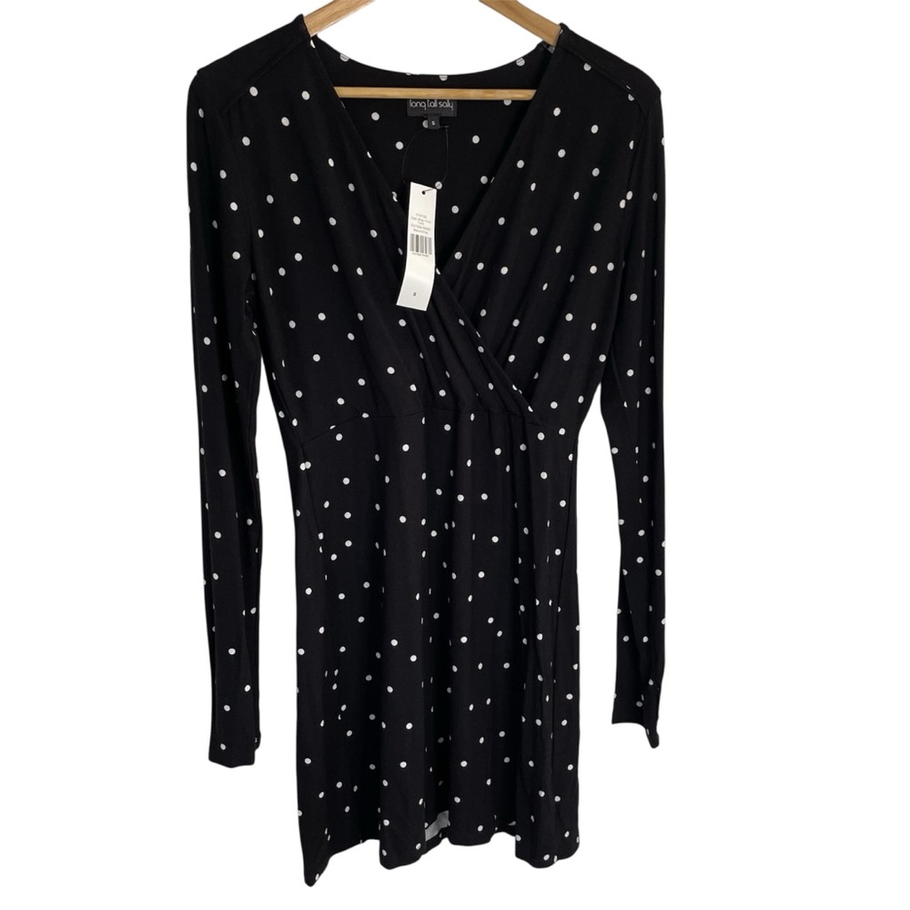 Long Tall Sally Polka Dot Easy Wrap Long Sleeve Tunic Size Small new girly